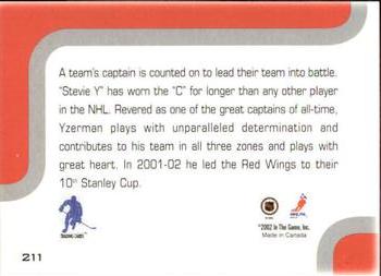 2002-03 Be a Player Memorabilia #211 Steve Yzerman Back