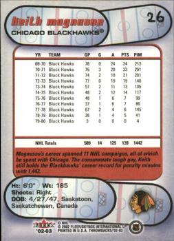 2002-03 Fleer Throwbacks #26 Keith Magnuson Back