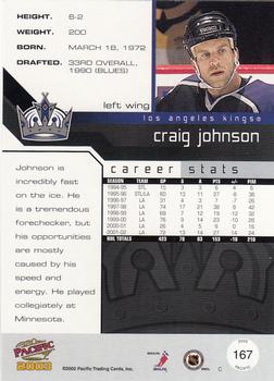 2002-03 Pacific #167 Craig Johnson Back