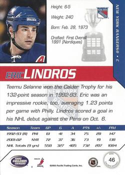 2002-03 Pacific Calder #46 Eric Lindros Back