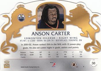 2002-03 Pacific Crown Royale #38 Anson Carter Back
