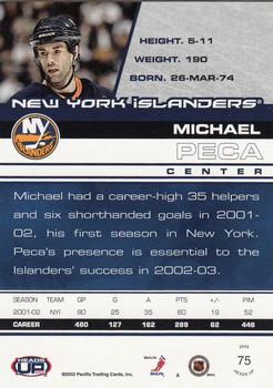 2002-03 Pacific Heads Up #75 Michael Peca Back