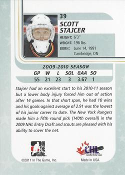 2010-11 In The Game Between The Pipes #39 Scott Stajcer Back