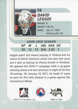 2010-11 In The Game Between The Pipes #56 David Leggio Back