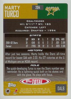 2002-03 Topps Total #204 Marty Turco Back