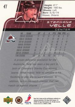 2002-03 Upper Deck #41 Stephane Yelle Back