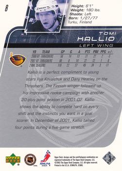 2002-03 Upper Deck #8 Tomi Kallio Back