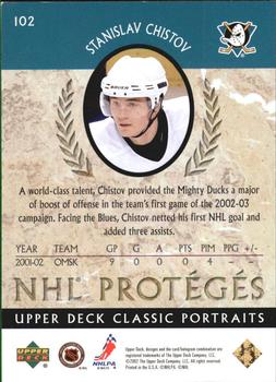 2002-03 Upper Deck Classic Portraits #102 Stanislav Chistov Back