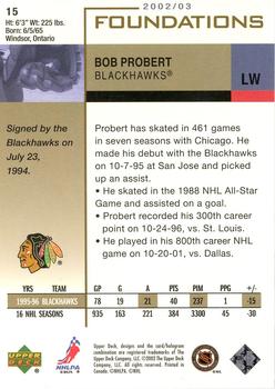 2002-03 Upper Deck Foundations #15 Bob Probert Back