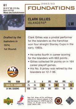 2002-03 Upper Deck Foundations #61 Clark Gillies Back