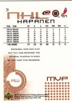 2002-03 Upper Deck MVP #31 Sami Kapanen Back