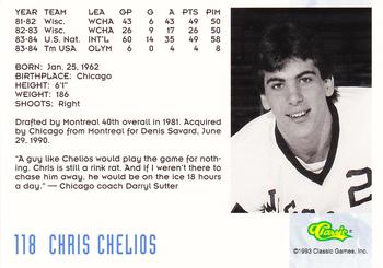 1993 Classic '93 Hockey Draft #118 Chris Chelios Back