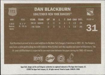 2002-03 Upper Deck Vintage #172 Dan Blackburn Back