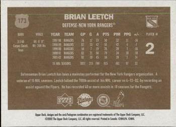 2002-03 Upper Deck Vintage #173 Brian Leetch Back