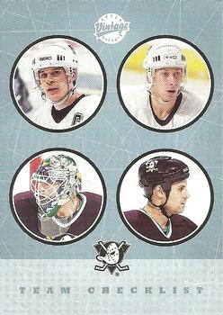 2002-03 Upper Deck Vintage #261 Mighty Ducks Team Checklist Front