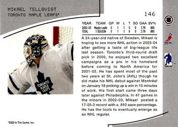 2003-04 Be a Player Memorabilia #146 Mikael Tellqvist Back