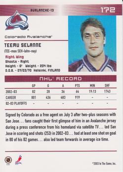 2003-04 In The Game Action #172 Teemu Selanne Back