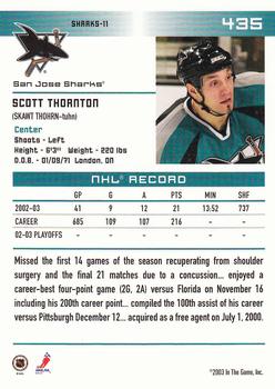 2003-04 In The Game Action #435 Scott Thornton Back