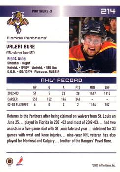 2003-04 In The Game Action #214 Valeri Bure Back
