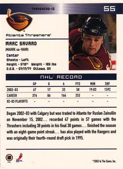 2003-04 In The Game Action #55 Marc Savard Back