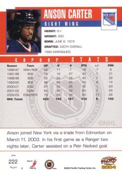 2003-04 Pacific #222 Anson Carter Back