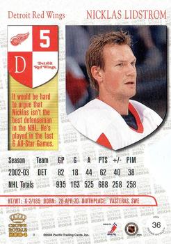 2003-04 Pacific Crown Royale #36 Nicklas Lidstrom Back