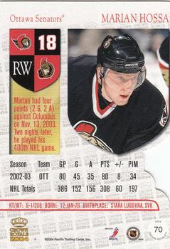 2003-04 Pacific Crown Royale #70 Marian Hossa Back