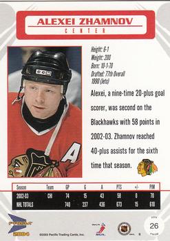 2003-04 Pacific Prism #26 Alexei Zhamnov Back