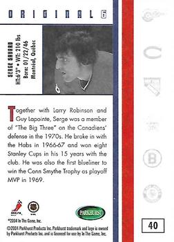 2003-04 Parkhurst Original Six Montreal #40 Serge Savard Back