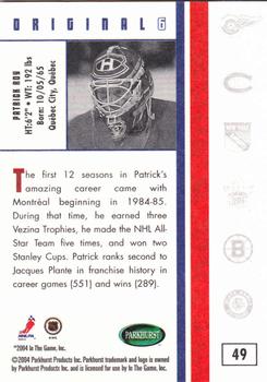 2003-04 Parkhurst Original Six Montreal #49 Patrick Roy Back