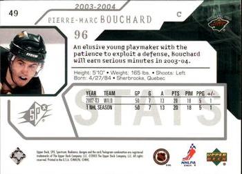 2003-04 SPx #49 Pierre-Marc Bouchard Back