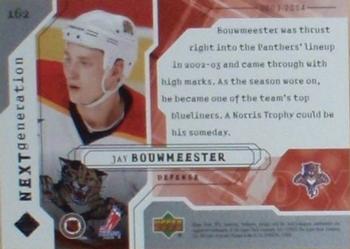 2003-04 SPx #162 Jay Bouwmeester Back