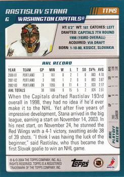 2003-04 Topps Traded & Rookies #TT145 Rastislav Stana Back