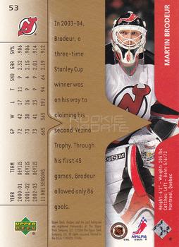 2003-04 Upper Deck Rookie Update #53 Martin Brodeur Back