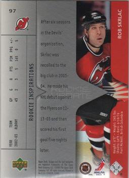 2003-04 Upper Deck Rookie Update #97 Rob Skrlac Back