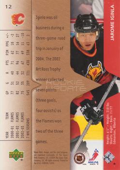 2003-04 Upper Deck Rookie Update #12 Jarome Iginla Back