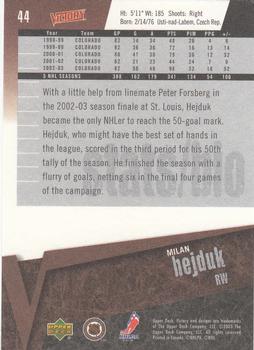 2003-04 Upper Deck Victory #44 Milan Hejduk Back
