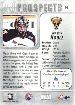 2004-05 In The Game Heroes and Prospects #91 Martin Houle Back