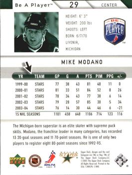 2005-06 Upper Deck Be a Player #29 Mike Modano Back