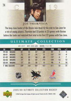 2005-06 Upper Deck Ultimate Collection #74 Joe Thornton Back