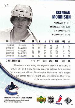 2005-06 Upper Deck Ice #97 Brendan Morrison Back