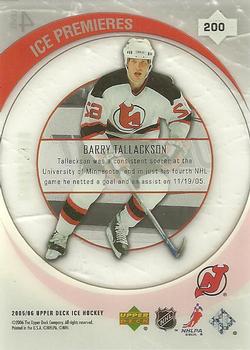 2005-06 Upper Deck Ice #200 Barry Tallackson Back