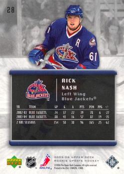 2005-06 Upper Deck Rookie Update #28 Rick Nash Back
