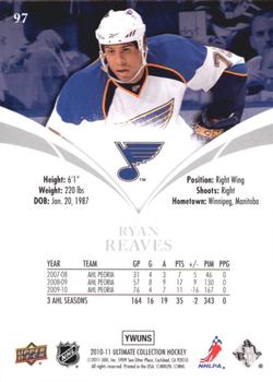 2010-11 Upper Deck Ultimate Collection #97 Ryan Reaves Back