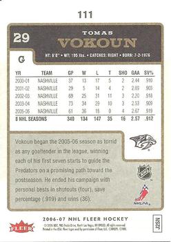 2006-07 Fleer #111 Tomas Vokoun Back