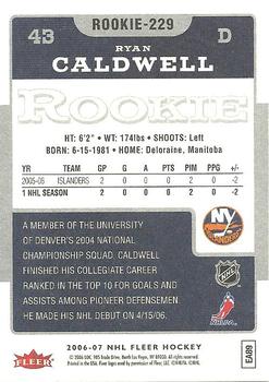 2006-07 Fleer #229 Ryan Caldwell Back