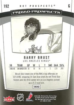 2006-07 Fleer Hot Prospects #192 Barry Brust Back