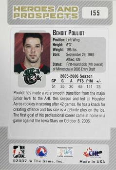2006-07 In The Game Heroes and Prospects #155 Benoit Pouliot Back