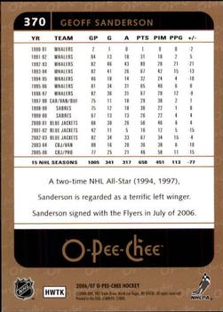 2006-07 O-Pee-Chee #370 Geoff Sanderson Back