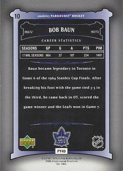 2006-07 Parkhurst #10 Bob Baun Back